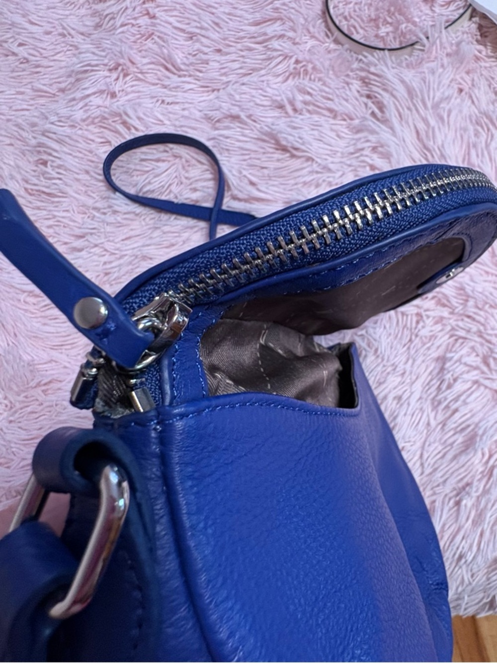 Vince Camuto Cobalt Blue Pebbled Leather Crossbody - Picture 7 of 14